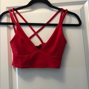 Strapped red crop top